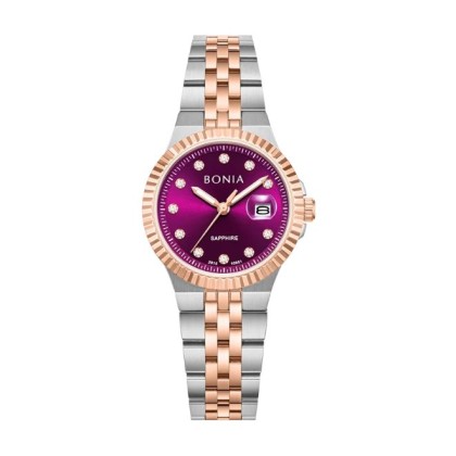 Bonia Elegance BNB10951-4667 Purple Dial Sapphire Crystal Glass Women Watch  